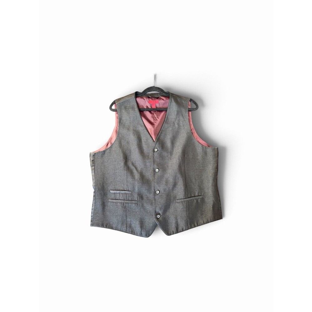 Alfani Slim Fit Suit Vest Mens XL Charcoal Grey Waistcoat Dark Academia Dapper